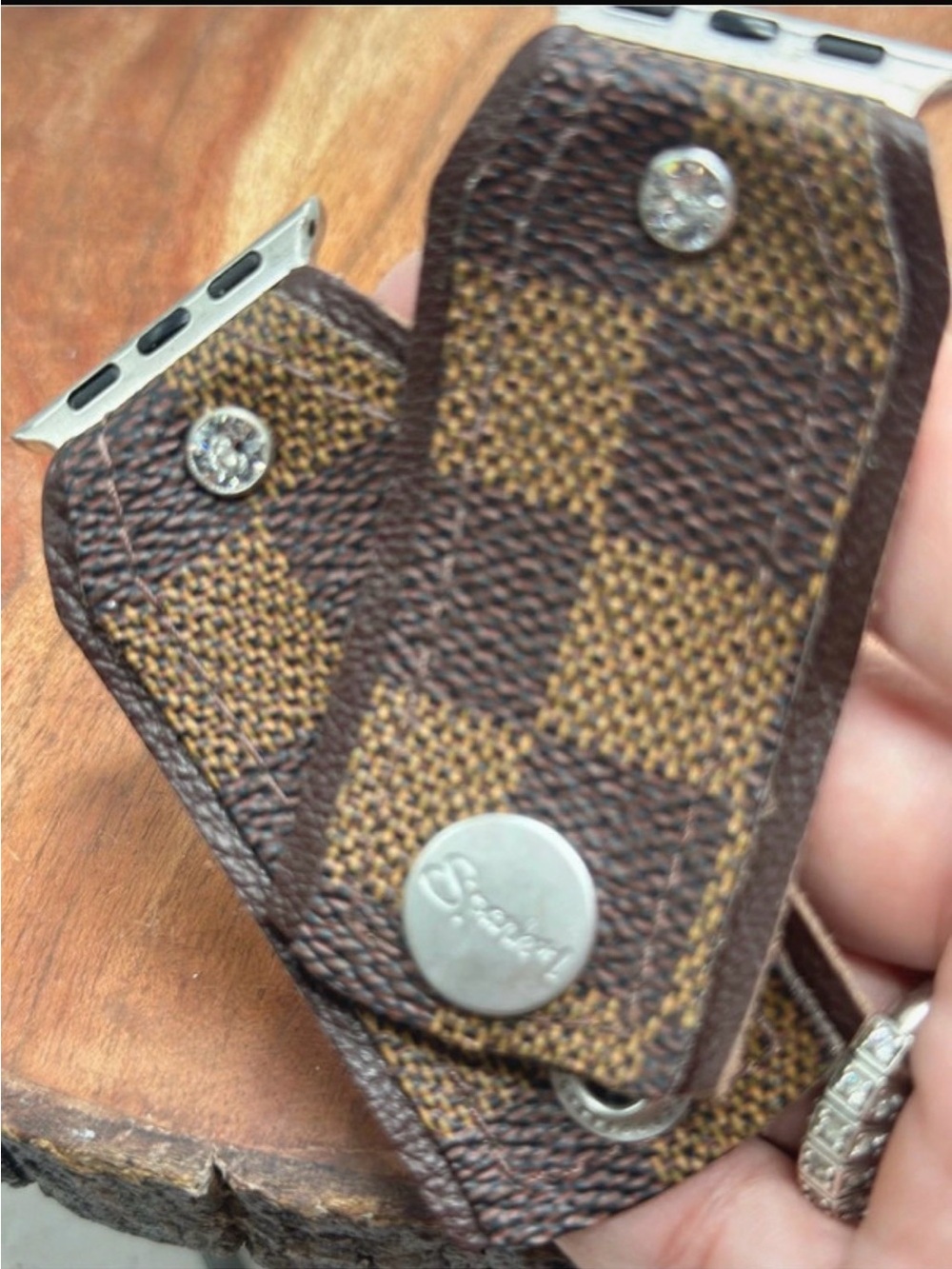 Spark'l Brand Apple Watch Band Upcycled
Damier Adjustable Rhinestone Accents